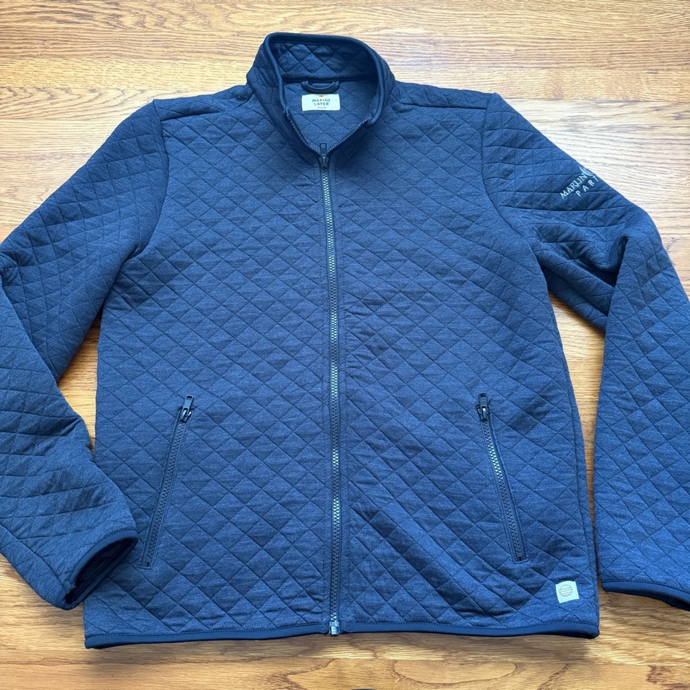 Marine layer Corbet blue quilted zip jacket Medium
